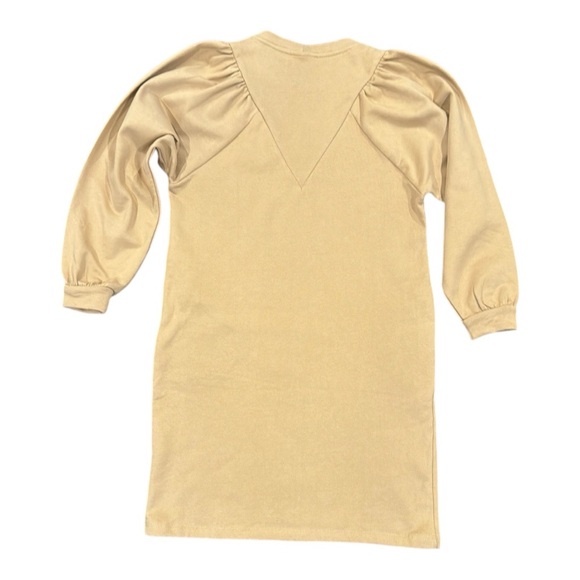 Aware by Vero Moda Sweatshirt Dress Pocket Dress Size XS Puff Sleeve Tan Comfy - Picture 2 of 13